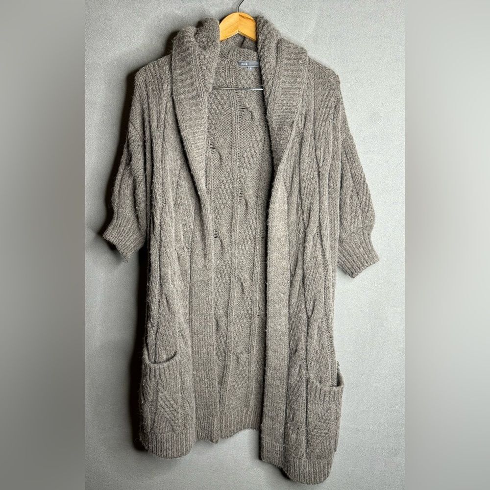 Vince Bergdorf Alpaca/wool  Cable knit brown Cardigan Sweater Pockets size M